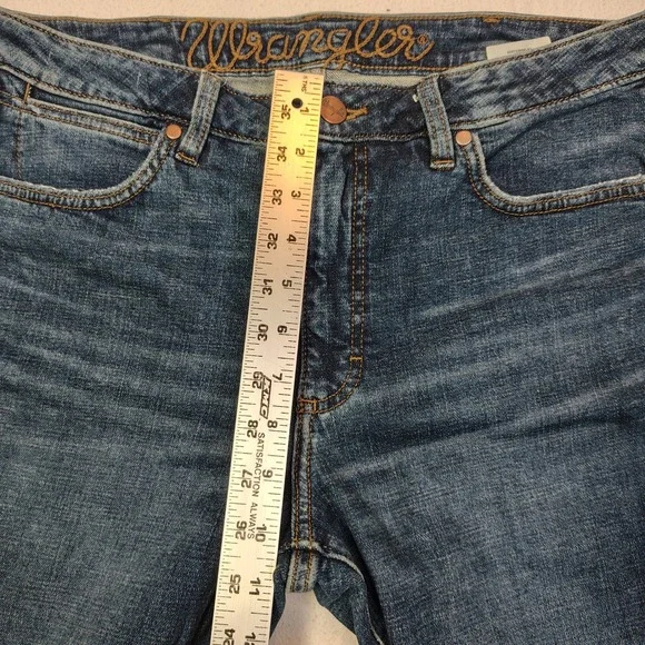 Wrangler High Rise Flare Jeans Womens 30x32 Blue 75th Anniversary Hemp Blend - Picture 6 of 15